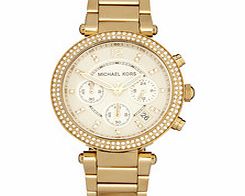 Crystal bezel gold-tone watch