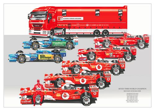 David Wilson - Michael Schumacher 7 Times World Champion - Michael Schumacher Print signed by the a