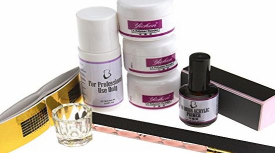 Micro Trader Acrylic Powder Nail Art Set White Clear Pink Powder Primer Acrylic Liquid