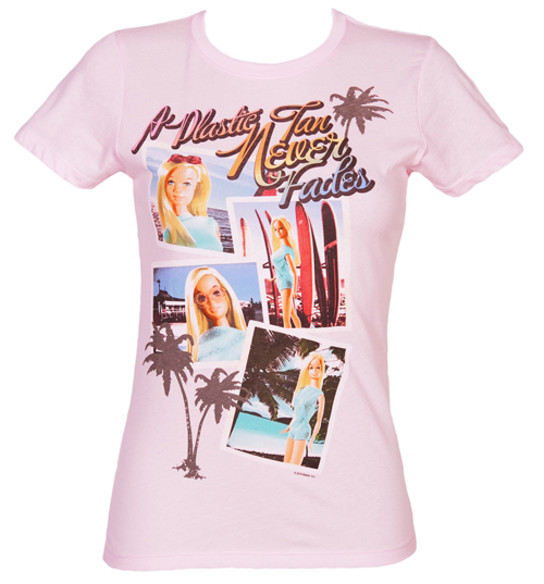 Ladies A Plastic Tan Never Fades Barbie T-Shirt