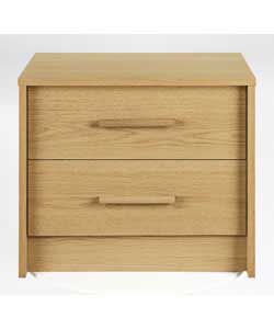 Milan 2 Drawer Bedside Chest - Oak Finish