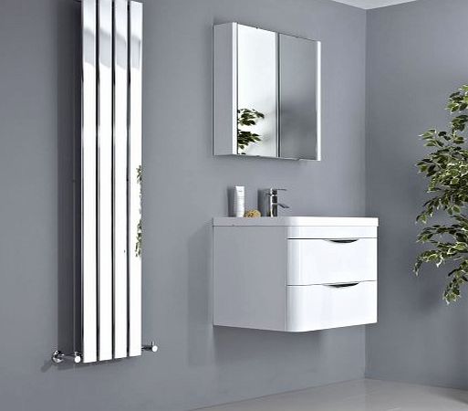 Alpha - Chrome Slim Panel Vertical Designer Radiator 1600mm x 300mm - Slim Vertical Panel Rad - Tall Luxury Central Heating Radiators - Fixing Brackets included - 15 YEAR GUARANTEE!