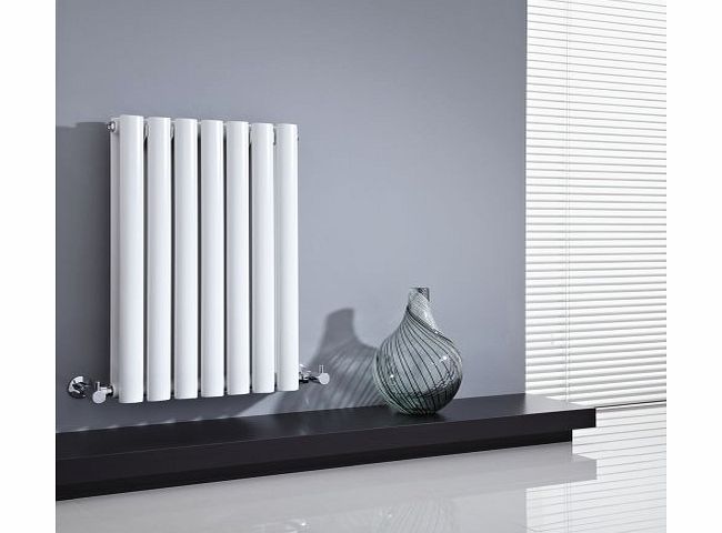 Aruba - White Horizontal Designer Radiator 635mm x 415mm - Double Panel Oval Vertical Column Rad - Luxury Central Heating Radiators - Fixing Brackets included - 15 YEAR GUARANTEE