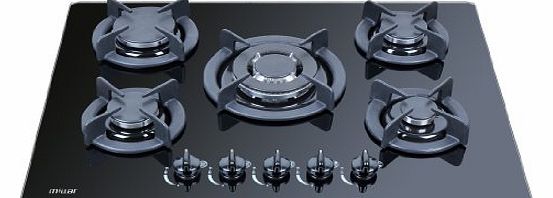  70cm Built-in 5 Five Burner Gas Hob Cooker Cooktop with Tempered Glass Surface Wok Burner & FFD - FAST DISPATCH