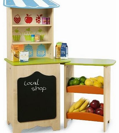 Wooden Packaway Toy Shop / Market Stall (Blue, Lime, Orange)