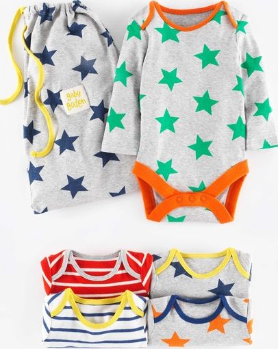 Mini Boden 5 Pack Bodies Stars/Stripes Mini Boden,