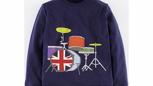 Big Print T-shirt, Navy Drums,Cloud Guitar