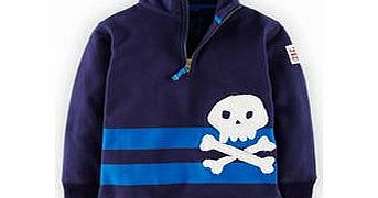 Half Zip Sweatshirt, Navy Skull,Red/Paradise