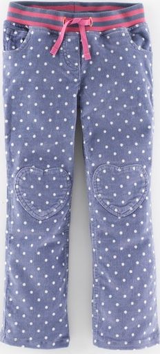 Mini Boden Heart Patch Trousers Lavender Grey Spot Cord