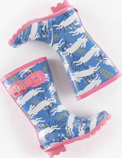 Mini Boden Printed Wellies Coastal Blue Country Hare Mini