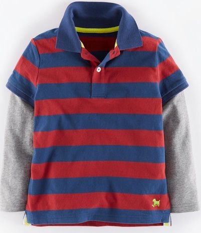 Mini Boden Super Soft Layered Polo Cadet Blue/Burgundy Mini