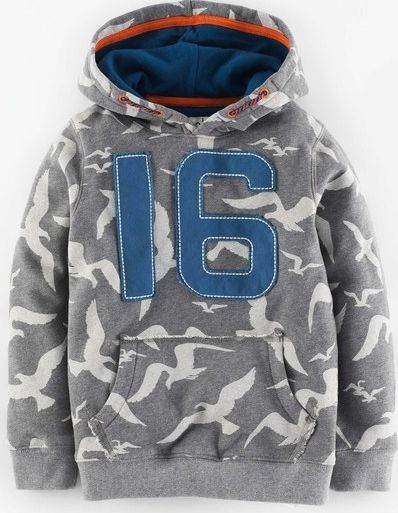 Mini Boden Vintage Hoody Mid Grey Marl/Seagulls Mini Boden,