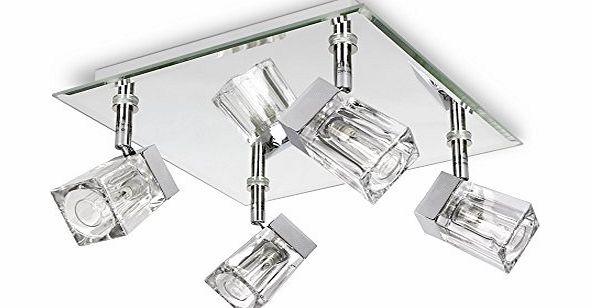 Modern Chrome Ice Cube 4 Way IP44 Bathroom Ceiling Light Spotlight