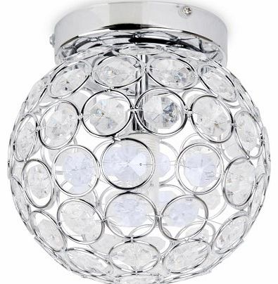 Modern Round Chrome & Clear Acrylic IP44 Rated Bathroom Ceiling Light