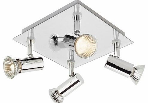 Modern Square Chrome 4 Way GU10 Ceiling Spotlight