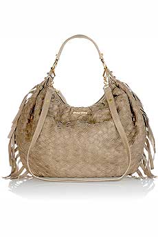 Woven leather hobo bag