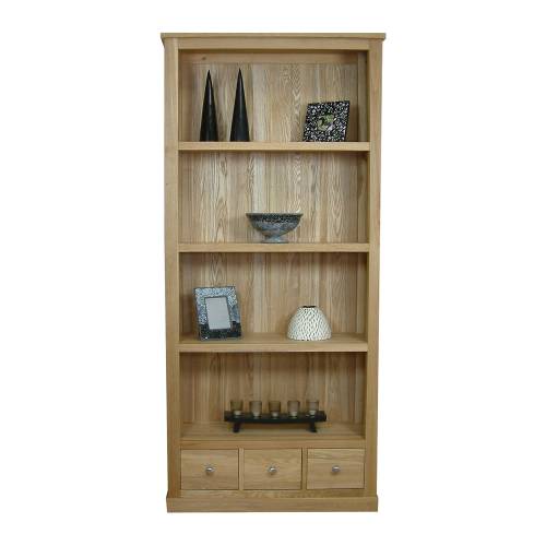 Mobel Oak 3 Drawer Bookcase