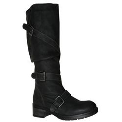 Female Ginnie Black Leather Casual in Black