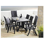 Resin & Textilene 6 Seater Set, Charcoal