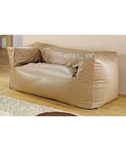 modular 2 Seater Faux Leather Beanbag - Latte