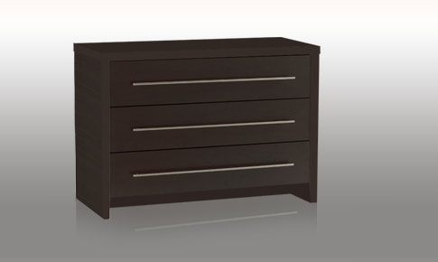 Bedroom Wenge 3 Drawer Wide Chest