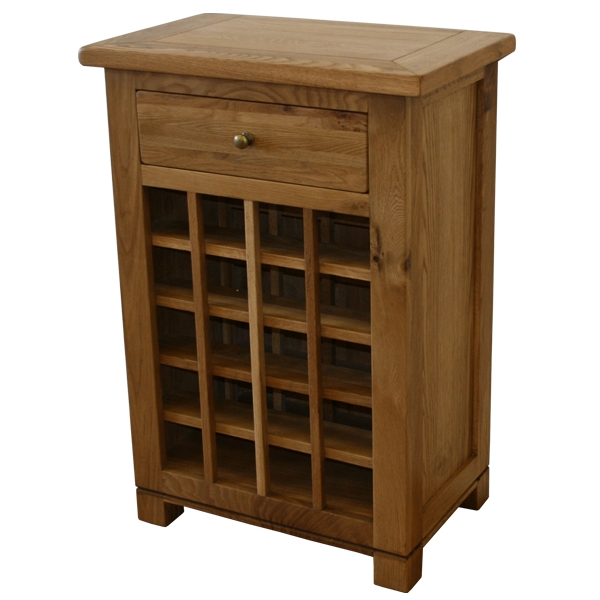 Solid Oak 1 Drawer Wine Rack