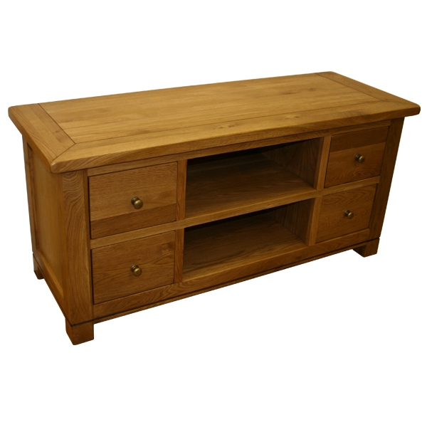 Solid Oak 6 Drawer TV Unit