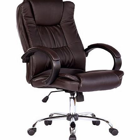 SANTANA BROWN HIGH BACK EXECUTIVE OFFICE CHAIR LEATHER SWIVEL, RECLINE, ROCKER COMPUTER DESK FURNITURE