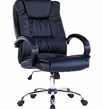 SANTANA BLACK HIGH BACK EXECUTIVE OFFICE CHAIR LEATHER SWIVEL, RECLINE, ROCKER COMPUTER DESK FURNITURE