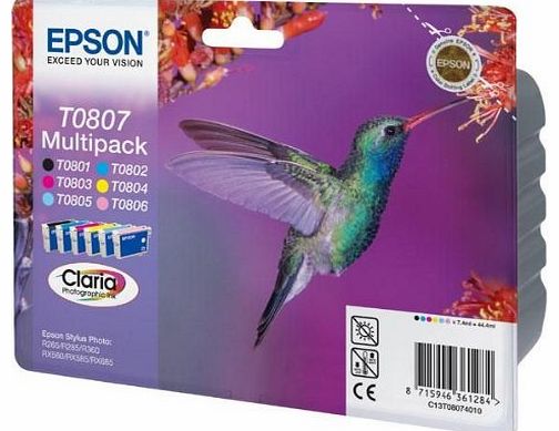 6 Original Printer Ink Cartridges for Epson Stylus Photo P50 - Cyan / Light Cyan / Magenta / Light Magenta / Yellow / Black