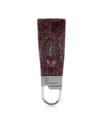 Burgundy Croc Stamped Leather Key Fob