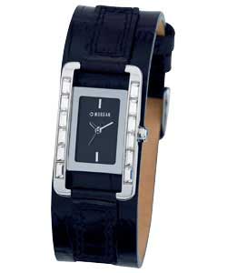 Ladies Black Baguette Stone Set Watch