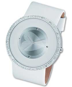 Morgan Ladies White Leather Strap Watch