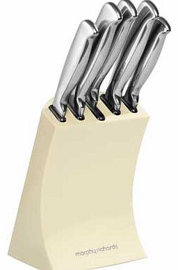 5 Piece Knife Block - Cream