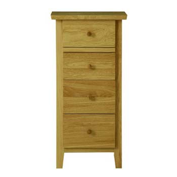 Avenue Oak Narrow 4 Drawer Chest
