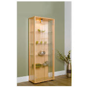 2 Door Glass Display Cabinet, Beech