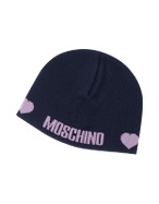 Dark Blue and Lilac Hearts Signature Knit Skull Cap