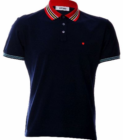 Striped Trim Polo Navy