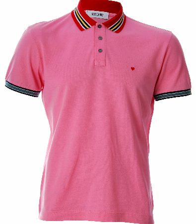 Striped Trim Polo Pink