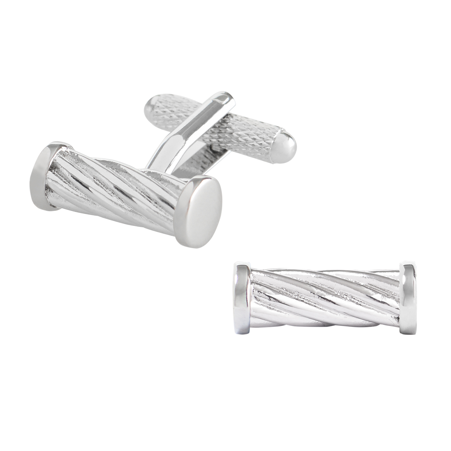 Silver Twisted Rope Barrell Cufflinks