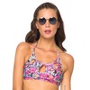 Motel Flux Longline Bikini Top In Fluro Flower