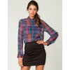 Motel Laurel Chiffon Shirt in Check Navy Print