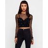 Motel Linda Long Sleeve Mesh Crop in Black with