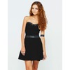 Motel Lucille Strapless Dress in Black PU