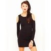 Motel Maria Cut Out Shoulder Dress in Black