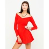 Motel Saskia Off Shoulder Skater Dress in Red