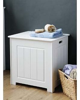 NEW STORAGE CHEST CABINET WHITE WOOD BASKET LAUNDRY BIN