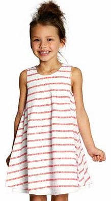 Girls White Stripe Dress - 5 Years