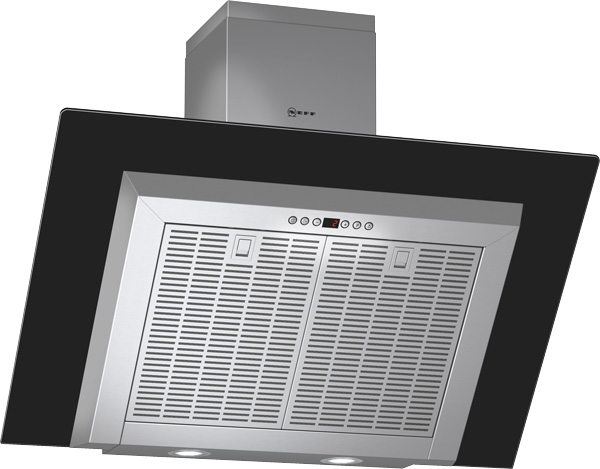 D39F56S0GB 90cm Angled Chimney Hood in Black