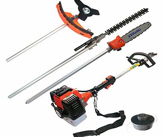 MT52 4 in 1 Garden Tool Hedge Trimmer Chainsaw Petrol Grass Strimmer Pole Pruner